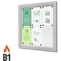 Schaukasten außen IP56 6x A4, ESG Sicherheitsglas B1 wetterfest Schaukasten aussen 6xA4