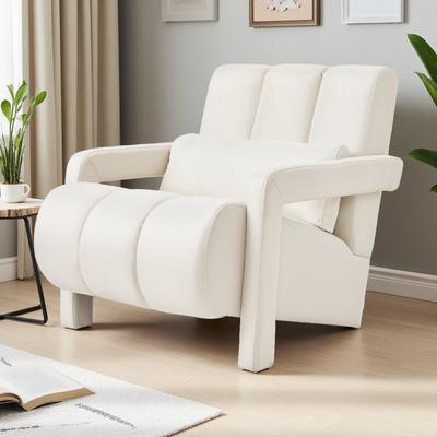 ZWYO HOSIMU Modern Linen Accent Chair with Pillow for Living Room, Bedroom or Office Seating