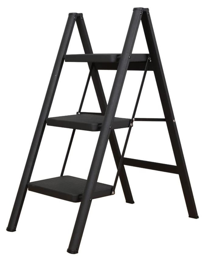 Merkloze 3-trede vouwladder van aluminium met antislip treden