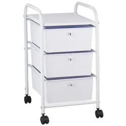 Relaxdays Badrollwagen, 3 Schubladen, Metall & Kunststoff, Rollcontainer Bad, Kosmetik, HxBxT: 60 x 33 x 39 cm, weiß