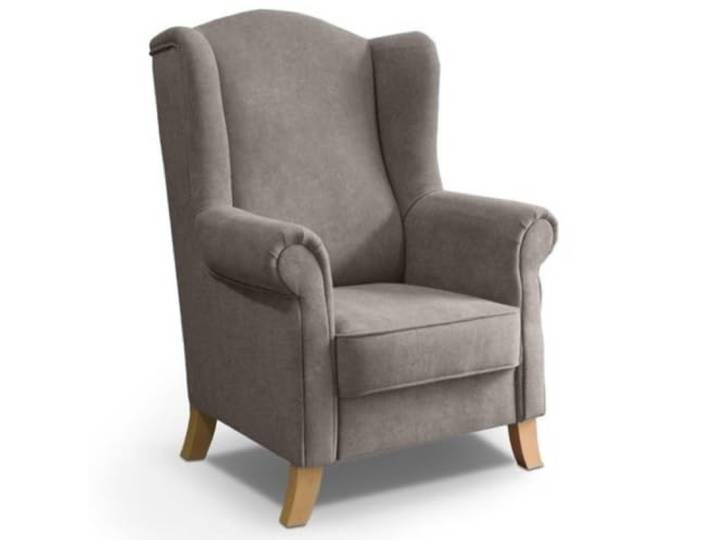 BEAUTY SOFA Ohrensessel Leonardo mit Armlehnen, bequemer Polstersessel mit hoher Rückenlehne, Fernsehsessel mit Buchenholzfüßen, Wohnzimmersessel im klassischen Design, Velo624 (Dunkelbeige)