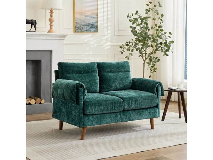 Bladez - Canapé deux places en chenille - Petit canapé de style médiéval idéal pour le salon la chambre ou un appartement - Vert