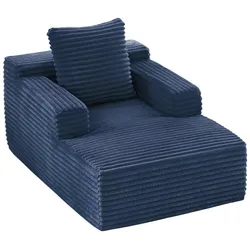 MODFU Schlafsofa Cord Blau, als Chaiselongue und Relaxsessel nutzbar