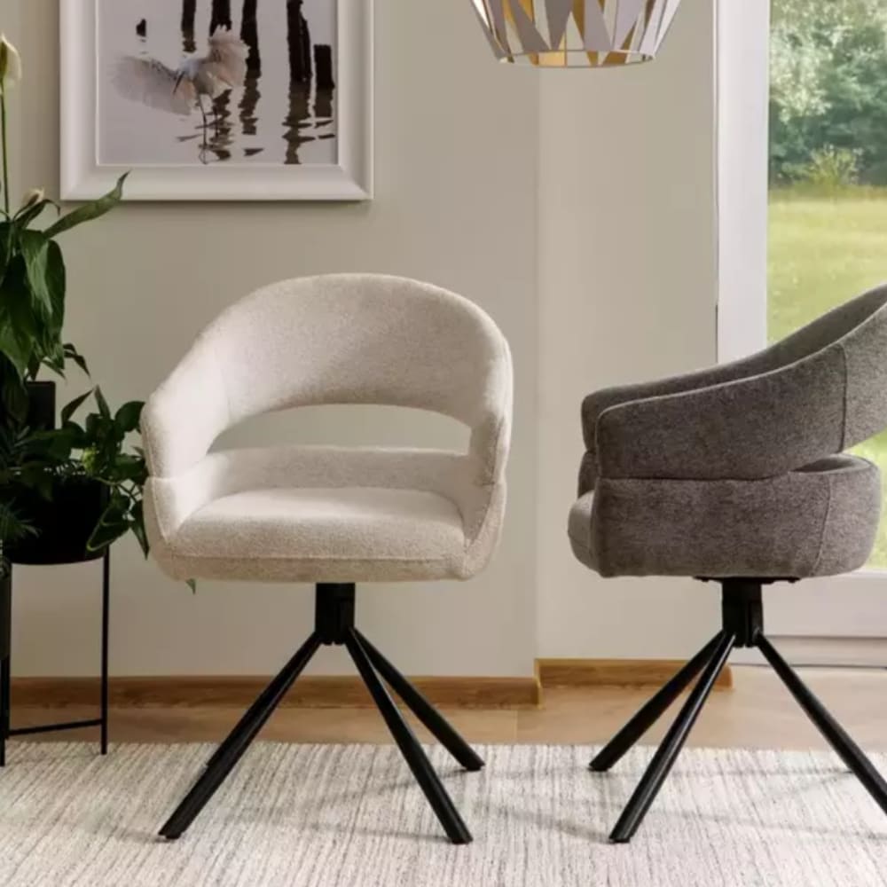 Meubles & Design Chaise pivotante en tissu beige, accoudoirs design 180° 58x45x87cm Beige 58x87x45cm