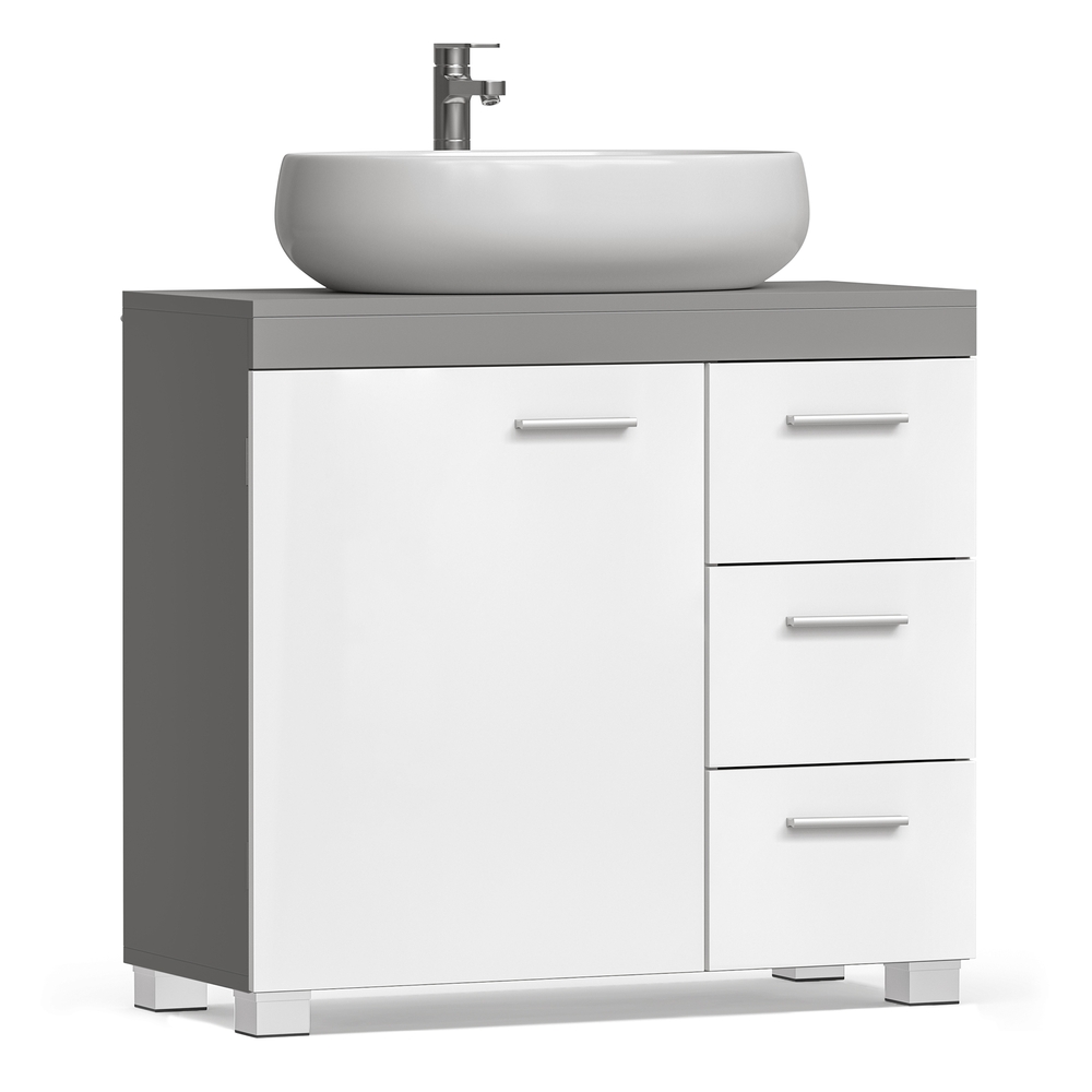 VASAGLE Waschbeckenunterschrank 2 Fächer hinter der Tür B34BBK503T49