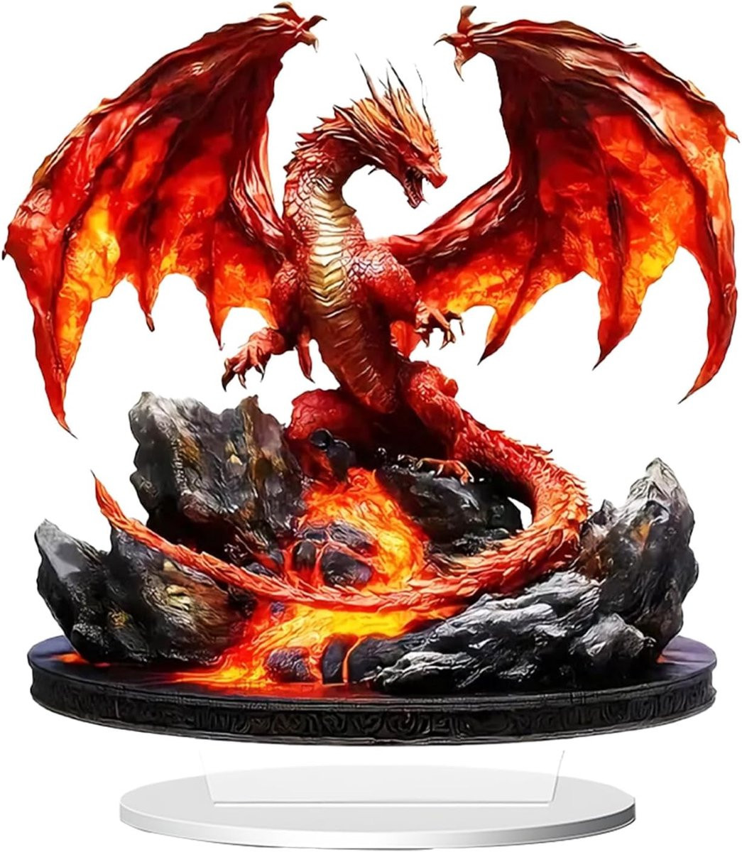 Magma Fire Dragon 2D Acryl Ornament voor op je bureau of in huis
