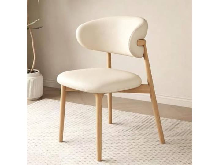 FCZVWPR Esszimmerstühle Aus Massivem Holz, Gepolsterter Küchenbeistellstuhl Armloser Esszimmerstuhl Aus Der Mitte Des Jahrhunderts, For Esszimmer Und Wohnzimmer(Beige)