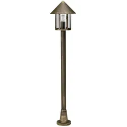Albert Wegeleuchte Landhaus Kegeldach modern Typ Nr. 4126, Höhe 125cm, IP44, E27 QA55 max. 57W, Alu-Guss / klar, Braun-Messing ALB-654126