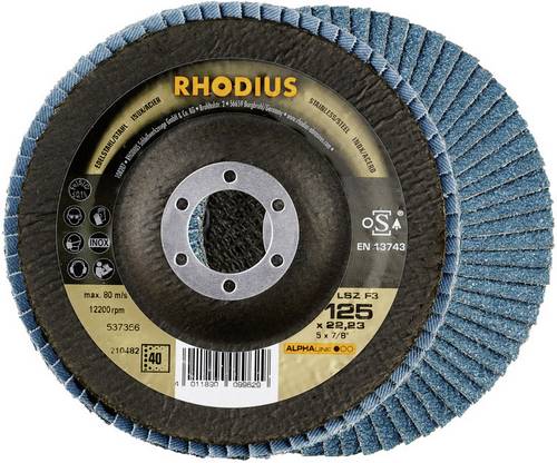 Rhodius 210482 LSZ F3 XT70 Fächerschleifscheibe Durchmesser 125mm Bohrungs-Ø 22.23mm Körnung (num) 40 Metall