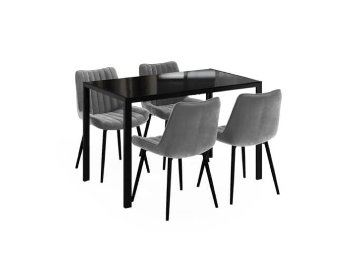 Vicco Esstisch Set Grand, Schwarz 120 x 70 cm mit 4 Stühlen (Grau)