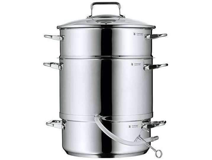 WMF Entsafter Dampfentsafter Induktion 7l, Fruchtentsafter mit Glasdeckel 25 cm, Cromargan Edelstahl poliert