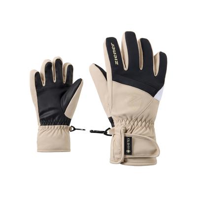 Skihandschuhe ZIENER "LEIF-Z GORE-TEX JUNIOR", Mädchen, Gr. 7, beige (soft taupe), Kunstfaser, Handschuhe, wasserdicht, winddicht, atmungsaktiv, warm