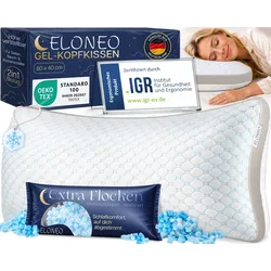 ELONEO Premium Gel Memory Foam Kopfkissen 40x80 cm, ergonomisches Kopfkissen höhenverstellbar
