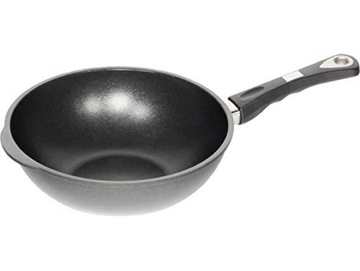 AMT Gastroguss Wok 32 cm Ø, 10 cm hoch, Wokpfanne, induktionsgeeignet, fester Stiel, Lotan® Antihaft-Veredelung, Gusspfanne (Aluguss), AMZN-I-1032S