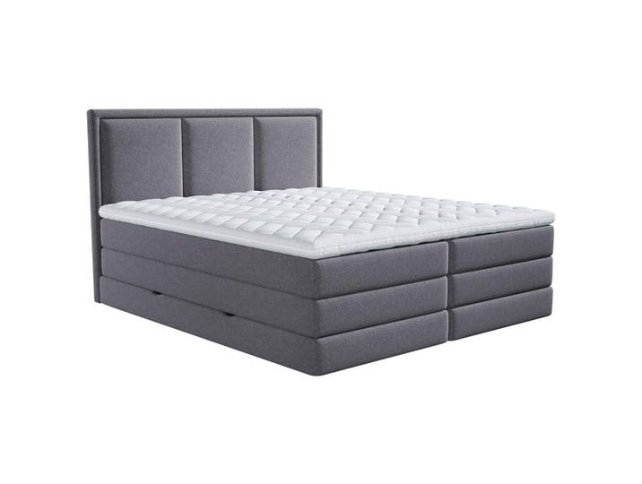 Boxspringbett, Dunkelgrau, 180x200 cm, Textil, Bettkasten & Gepolstertes Kopfteil, Klassisch, MID.YOU