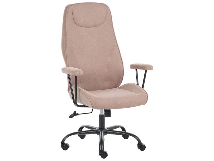 BELIANI Bürostuhl Taupe Stoff Drehbar Höhenverstellbar Neigungsfunktion mit Armlehnen Rollen Modernes Design für Homeoffice Schreibtischstuhl