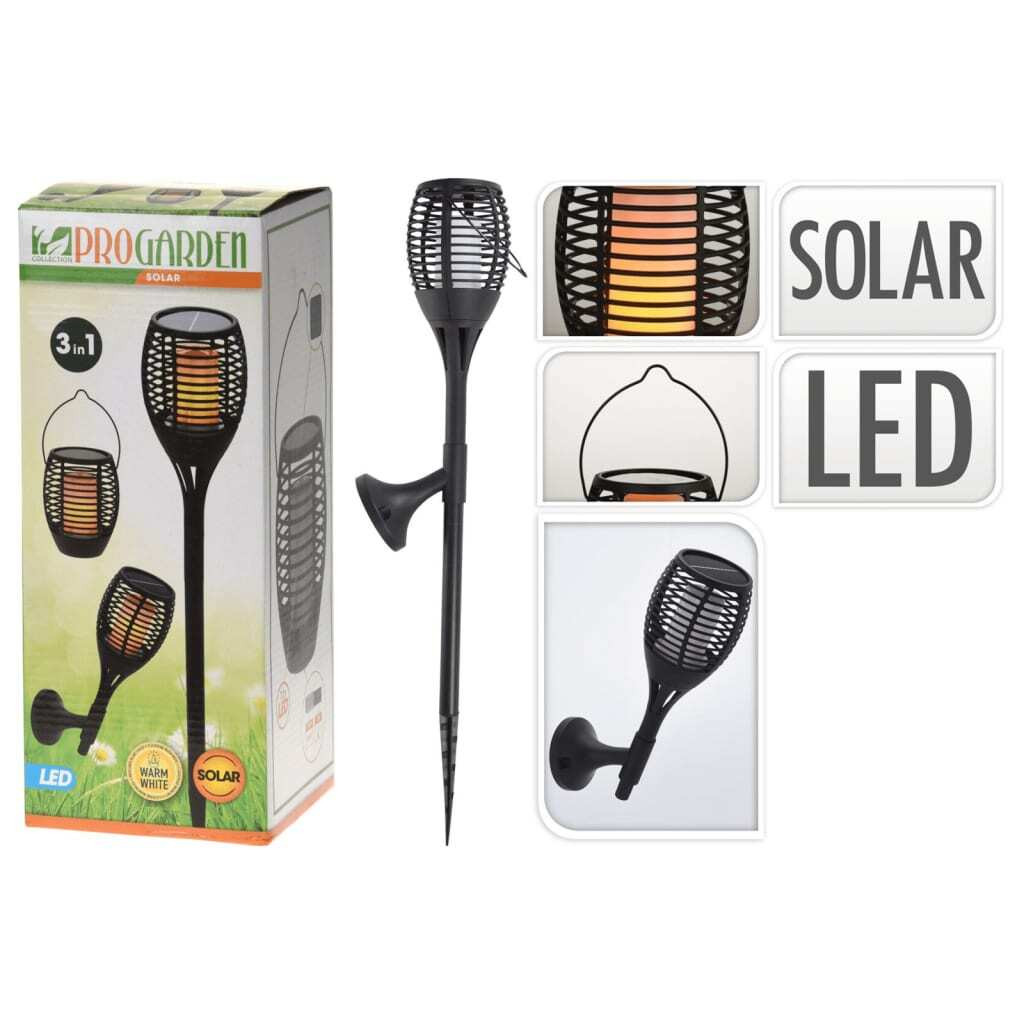 ProGarden 3-in-1 LED zonne-energie zaklamp tuinverlichting zwart