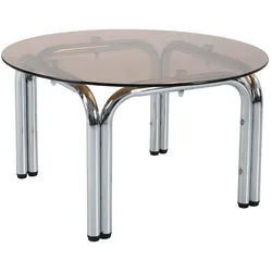 Oviala Business Runder Couchtisch aus gehärtetem Glas 70 cm Durchmesser orange Oviala