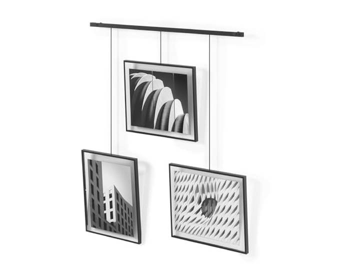Umbra Exhibit Fotocollage Bilderrahmen, 3 Rahmen 20x25, Schwarz Stahl, flexible horizontale und diagonale Positionen, Bilder problemlos wechseln, für verschiedene Wandlayouts