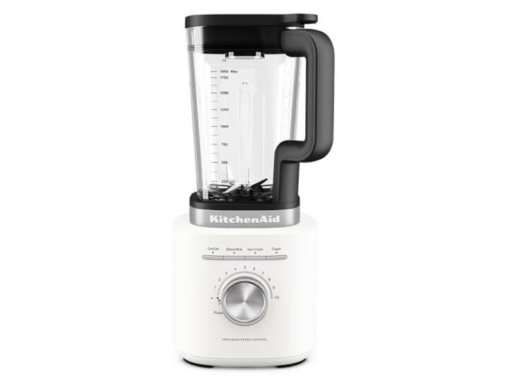 KitchenAid 5KSB2071 Pure Power Standmixer, 1,85 L 1200 W, Glasbehälter, 10 Geschwindigkeitsstufen, asymmetrische Edelstahlklingen, Reinigungszyklus, Porcelain White