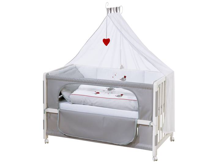 Room Bed 'Adam & Eule', 60 x 120 cm, Beistellbett zum Elternbett, komplette Ausstattung