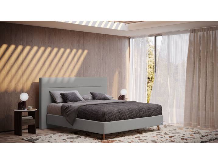 BRUNO Boxspringbett Prestige 140x200cm in Hellgrau 6 Farben & 4 Kopfteile wählbar Luxus 27 cm Pulse-Latex-Matratze Made in Germany