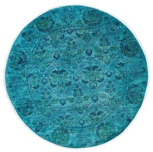 Overton "Vibrance One-of-a-Kind Hand-Knotted Area Rug - Blue, 6' 1"" x 6' 1"" - 6' 1"" x 6' 1"""