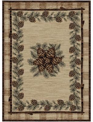 Mayberry Rug American Destination Greensboro Brown Rustic Pinecone Area Rug