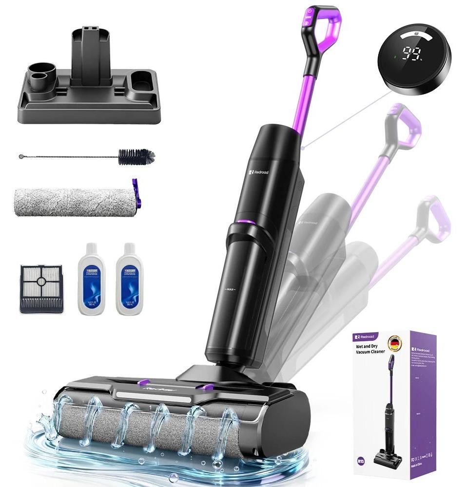 3-in-1 Bodenstaubsauger - Kabelloser Nass-Trocken-Sauger - Selbstreinigend - HEPA-Filter - 190 W - Für Hartböden & Tierhaare - Schwarz Lila