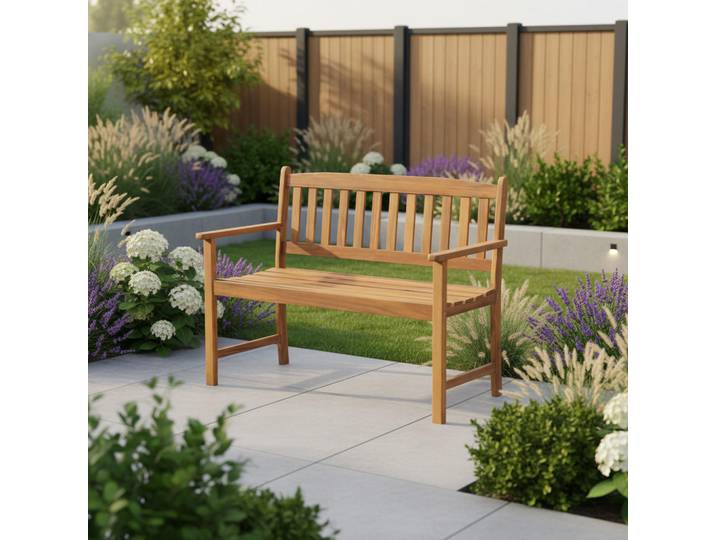 Acamp Gartenbank, Akaziefarben, Holz, Akazie, Hartholz, 56x86x110 cm, abwischbar, Gartenmöbel, Gartenbänke, Gartenbänke