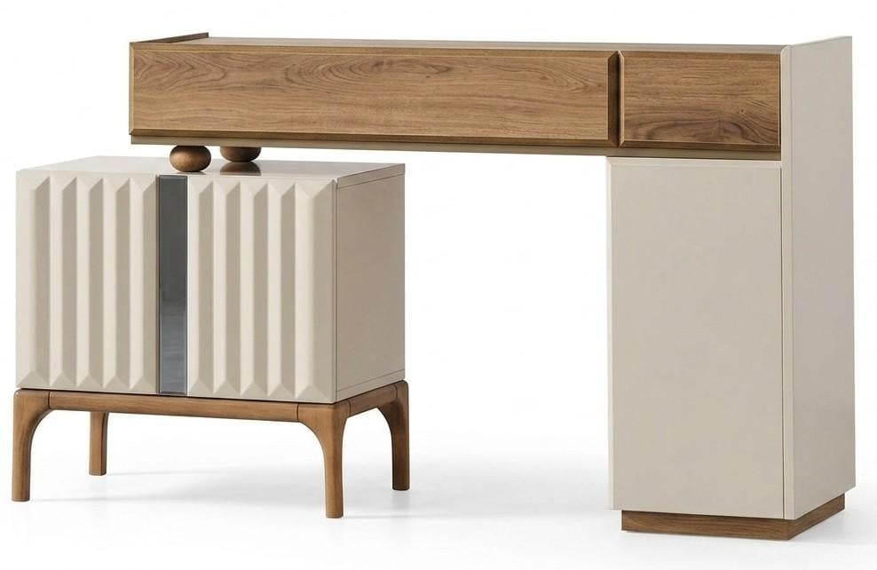 JVmoebel Moderne make-up tafel wit van hout en metaal, grote kaptafel console