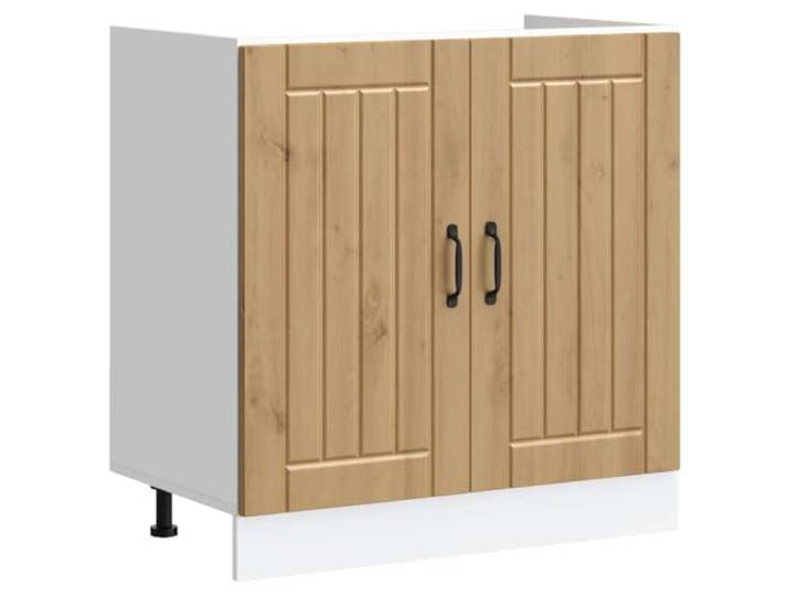 Leasha Küchenunterschrank Lucca Küchenunterschrank Eiche Handarbeit 80 x 46 x 81,5 cm Holz