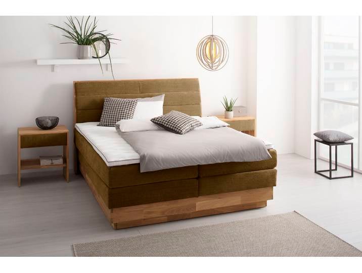 Boxspringbett, Polyester, Braun, 184×216 cm, LED-Beleuchtung, Gepolstertes Kopfteil, OTTO Products