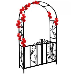 Gardebruk Rosenbogen 101553, schwarz, mit Tür, aus Metall, freistehend, 115 x 225 x 37 cm