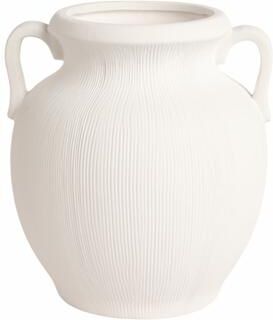 Sagebrook Home Decorative Vase - White Stoneware Weathered Jug Handles, 9in