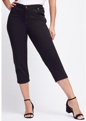 Plus Size Women's Classic Cotton Denim Capri by Jessica London in Black (Size 26) Jeans
