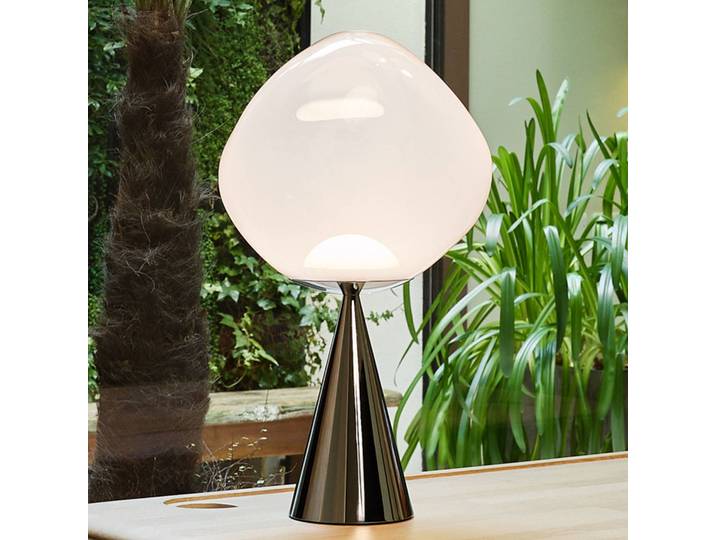 Tom Dixon Designer Tischlampe Melt Cone Fat, dimmbar, chrom / silber, für Wohn- / Esszimmer, Metall, Design, Tischlampe