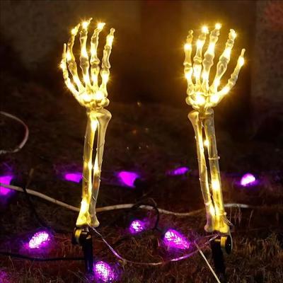 Uplifted Finds 2PC Halloween Solar Ghost Hand LED Stake Lights Outdoor Waterproof Decor warm White