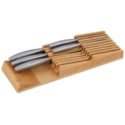 Relaxdays Messerhalter Schublade für 9 Messer Hellbraun