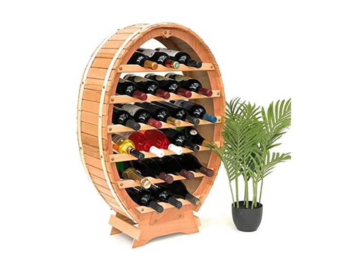 DanDiBo Weinregal Weinfass aus Holz für 24 Flaschen Natur Lackiert Bar Flaschenständer Weinständer Fass Regal