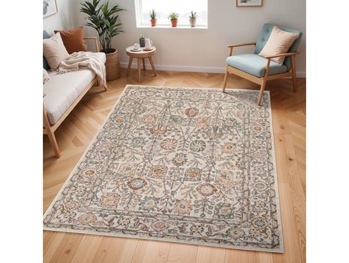Livabliss Wicklow Vintage Teppich 200x275 cm – Elfenbein, Rosa
