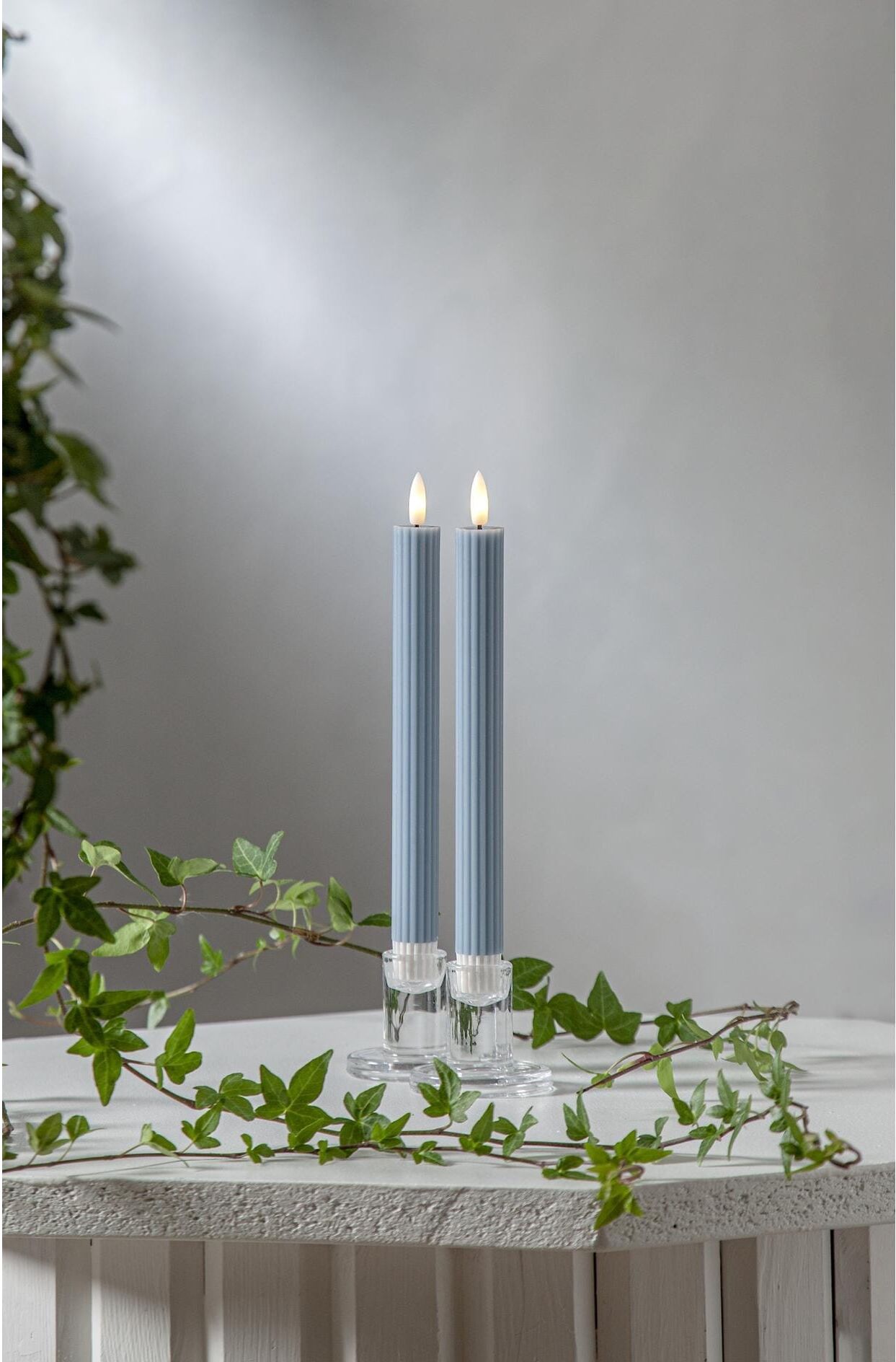 LED-Kerze "LED-Stabkerzen Set Fla", blau, H:25cm Ø:2,1cm, Wachs, PARFORCE TRADITIONAL HUNTING, Kerzen, LED-Kerze blau Ø/H: 2,1cm x 25cm