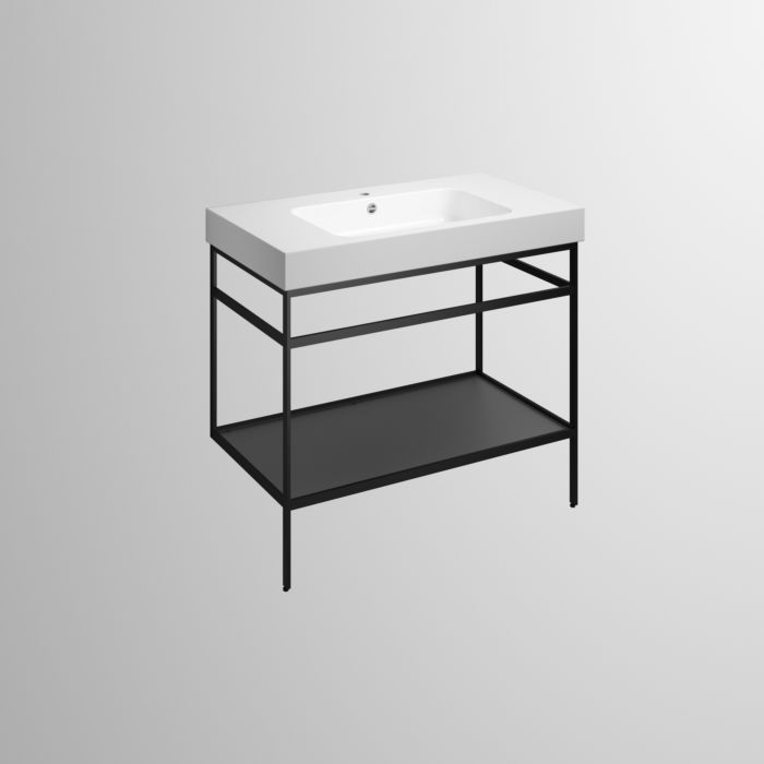 Alape WorkFrame Waschplatz 5270000000 1000 x 525 mm, weiß, Beckenmulde rechteckig zentriert, mit Hahnloch und Überlauf