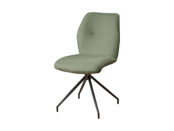Drehstuhl GOODPRODUCT Bruna Esszimmerstuhl,Polsterstuhl, Küchenstuhl, 4-Fussstuhl , grün (grün, schwarz, grün), B:49cm H:89cm T:64cm, Holzwerkstoff, Metall, Polyester, Stühle, Drehstuhl, 360 drehbar, mit automatischer Rückstellung, 2-Stoff-Design