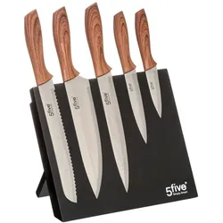 5Five Blockieren Sie 5 liebende Messer, Messerblock, Schwarz, Braun, Silber