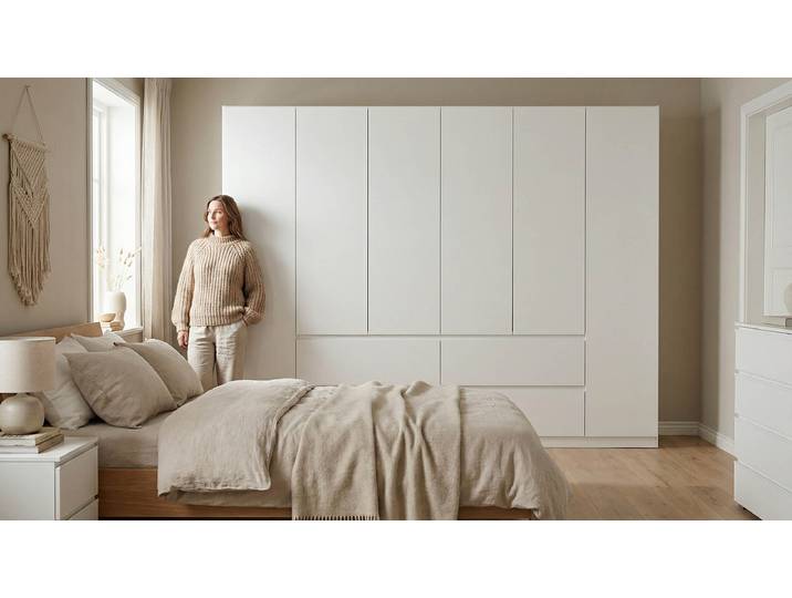 Drehtürenschrank Mainz 271cm Weiß/Alpinweiß Classic ohne Spiegeltür/-en