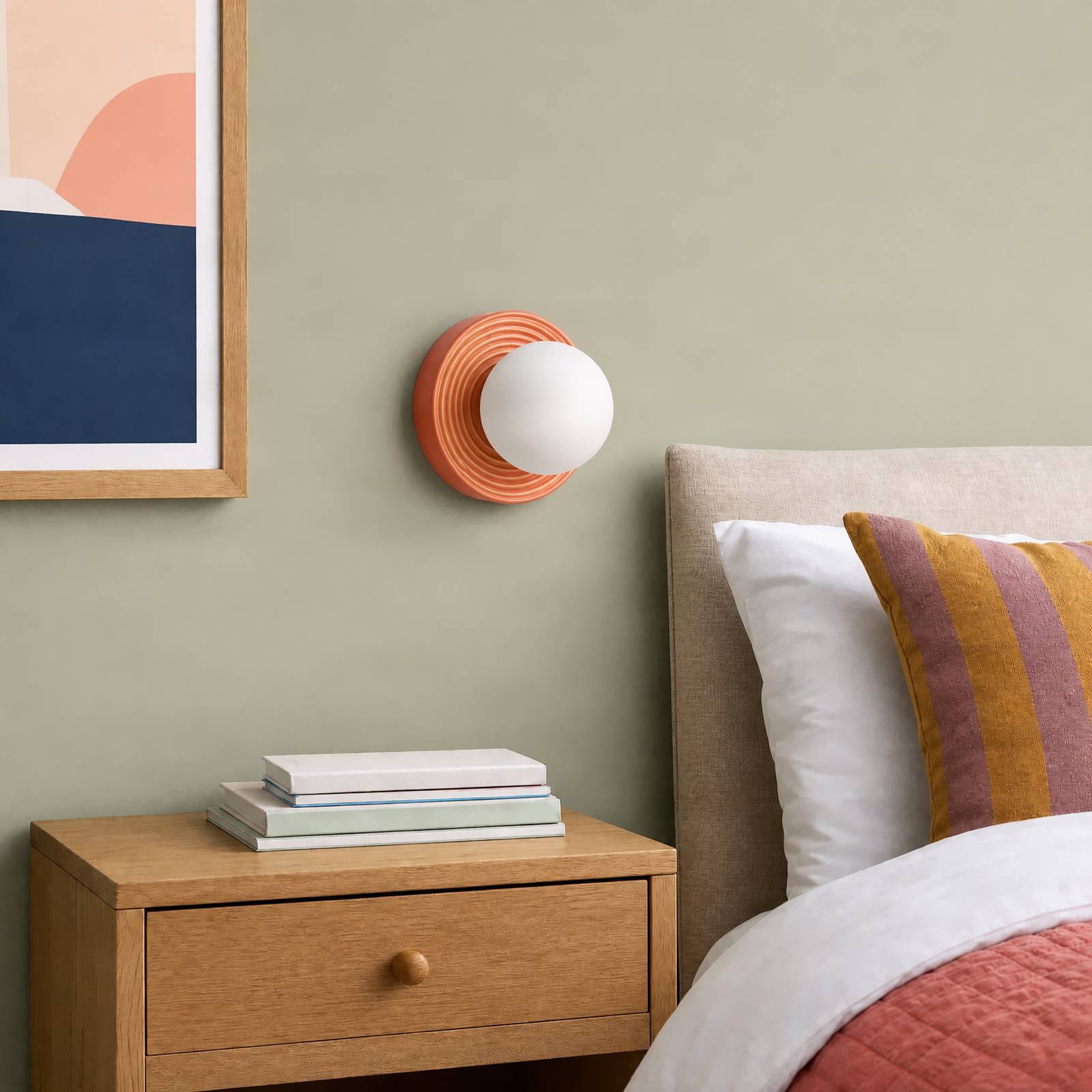 Wandlampe Harriet Lindby, dimmbar, gelb / orange, für Wohn- / Esszimmer, Keramik, Modern, Wandleuchte, Wandlampe Innen