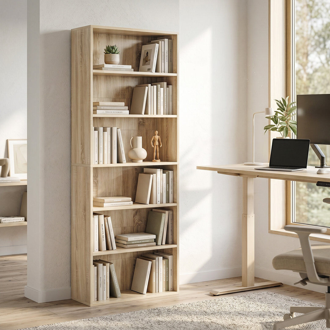 17 Stories HOMCOM 6 Tier Bookshelf, Freestanding Bookcase with Adjustable Shelves Brown 158.5cm H X 60cm W X 24cm D