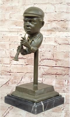 Bronzhaus Clarinet Player Bronze Sculpture – Jazz Musician Figurine On Marble Base