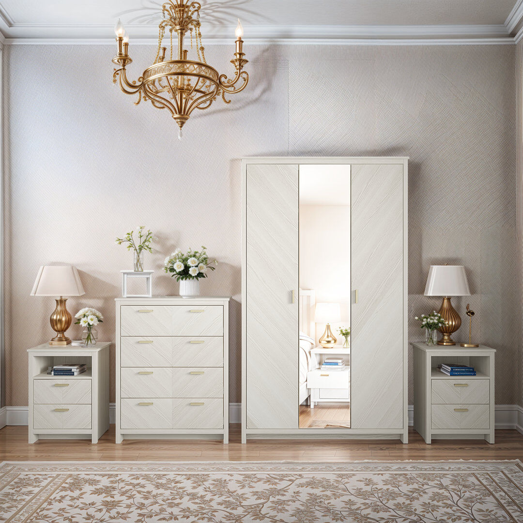 Gracie Oaks Adalinne 4 Piece Compact Bedroom Storage Set New White